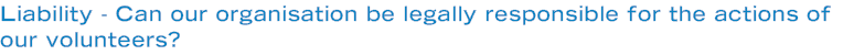Liability - Can our organisation be legally responsible for the actions of our volunteers?