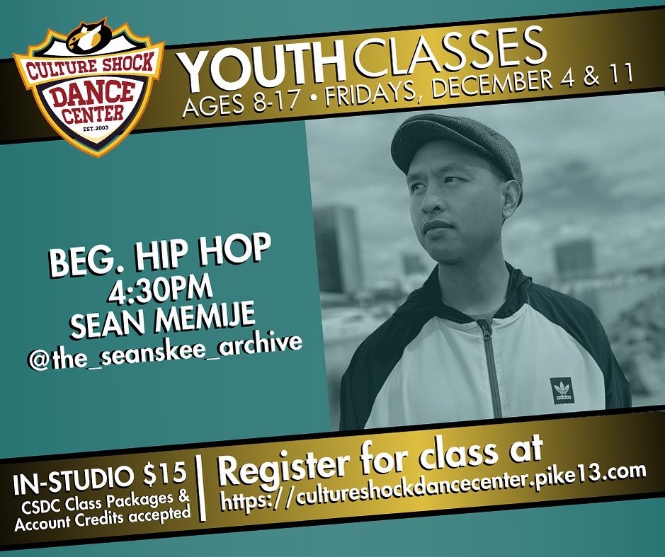 Calling all dancers 8-17 to come dance with us in person tomorrow for Beginning Hip Hop with @cultureshocksd Director & Veteran CSDC Instructor @the_seanskee_archive !! Reserve your spot at cultureshockdancecenter.pike13.com