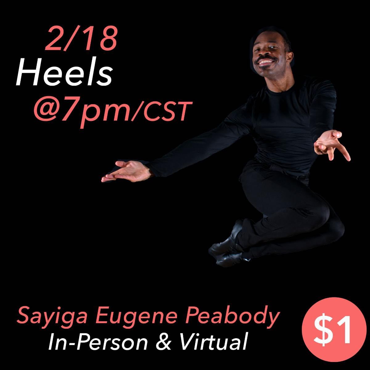 Grab your heels ladies & gents! $1.00 HEELS MASTER CLASS Master Teacher Sayiga Eugene Peabody Heels, jazz shoes or socks all work for class!... February 18 @ 7:00pm/cst In-Person & Virtual Spots Sign up @ guslegacy.org/adultclasses #guslegacy #gusgiordanodanceschool #dancers #chicago #inperson #virtual #danceclass #heels #inpersondancers #virtualdancersofinstagram #explorepage #trending #heelsclass #dancersofinstagram